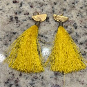 Golden Sunburst Tassel Earrings